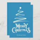 Frohe Weihnachten und Tree Blue Weihnachtskarte (Vorne/Hinten)