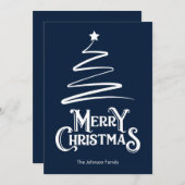 Frohe Weihnachten und Tree Blue Weihnachtskarte (Vorne/Hinten)