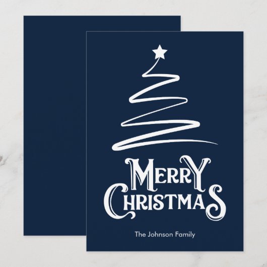 Frohe Weihnachten und Tree Blue Weihnachtskarte (Vorne/Hinten)