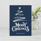 Frohe Weihnachten und Tree Blue Weihnachtskarte (Stehend Vorderseite)