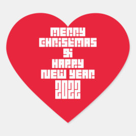Frohe Weihnachten und viel Glück im neuen Jahr 202 Herz-Aufkleber