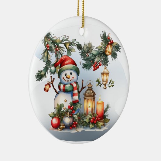 Frohe Weihnachten und viel Glück ins neue Jahr! Keramik Ornament (Rechts)