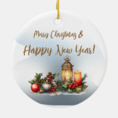 Frohe Weihnachten und viel Glück ins neue Jahr! Keramik Ornament (Hinten)