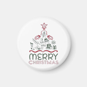Frohe Weihnachten und Weihnachtsbaum Klassisch Magnet