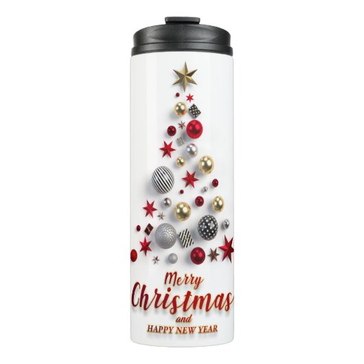 Frohe Weihnachten und Wintersaison Thermosbecher (Vorderseite)