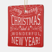 Frohe Weihnachten und wunderbares Foto Monogramm Keramikornament (Links)