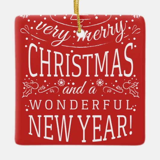 Frohe Weihnachten und wunderbares Foto Monogramm Keramikornament (Vorderseite)