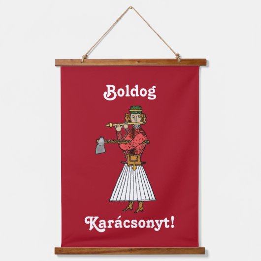Frohe Weihnachten Ungarisch ・ Boldog Karácsonyt! Wandteppich Mit Holzrahmen (Vorderseite)