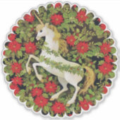 Frohe Weihnachten Unicorn Aufkleber (Vorderseite)