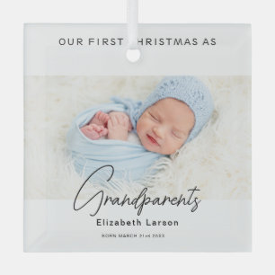 Frohe Weihnachten Unser erstes Niedliches Baby als Ornament Aus Glas