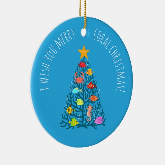 Frohe Weihnachten Untersee Korallen Tropischen Fis Keramik Ornament (Rechts)