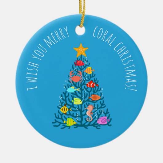 Frohe Weihnachten Untersee Korallen Tropischen Fis Keramik Ornament (Vorne)
