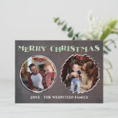 Frohe Weihnachten Urlaub 2 Foto Collage Karte (Stehend Vorderseite)