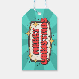 Frohe Weihnachten Urlaub Cartoon Retro-Text Geschenkanhänger