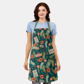 Frohe Weihnachten Urlaub Floral Poinsettia Muster Schürze (Getragen)