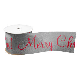Frohe Weihnachten Urlaub Silver Satin Ribbon Satinband