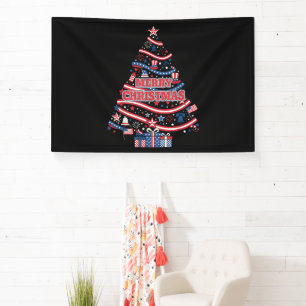 Frohe Weihnachten USA-Flagge Patriotischer Xmas-Ba Banner