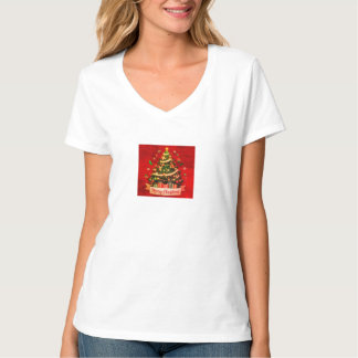 Frohe Weihnachten-V-Nacken-T - Shirt