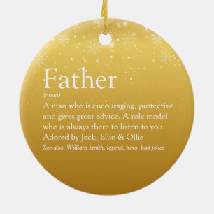 Frohe Weihnachten Vater Daddy Papa Definition Gold Keramik Ornament