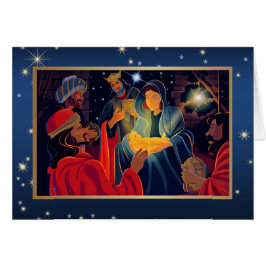 Frohe Weihnachten. Verehrung der Magi Custom Card