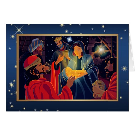 Frohe Weihnachten. Verehrung der Magi Custom Card (Vorderseite (Horizontal))