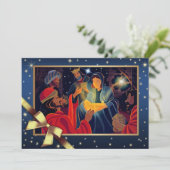Frohe Weihnachten. Verehrung der Magi Feiertagskarte (Stehend Vorderseite)