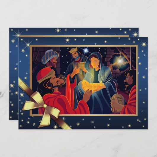 Frohe Weihnachten. Verehrung der Magi Feiertagskarte (Vorne/Hinten)