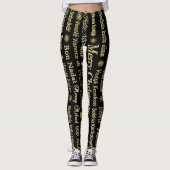 Frohe Weihnachten Verschiedene Sprachen Gold Glitz Leggings (Vorderseite)