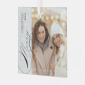 Frohe Weihnachten Vertical Foto Snowflake Ornament Aus Glas (Vorderseite links)