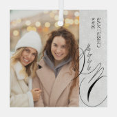 Frohe Weihnachten Vertical Foto Snowflake Ornament Aus Glas (Rückseite)