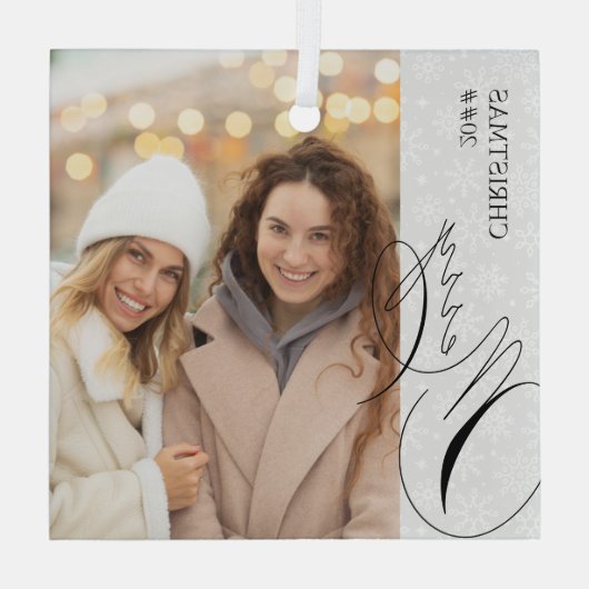 Frohe Weihnachten Vertical Foto Snowflake Ornament Aus Glas (Rückseite)