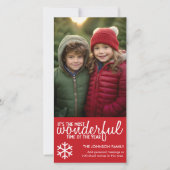 Frohe Weihnachten - Vertikales Rotes Foto Gruß (Vorderseite)