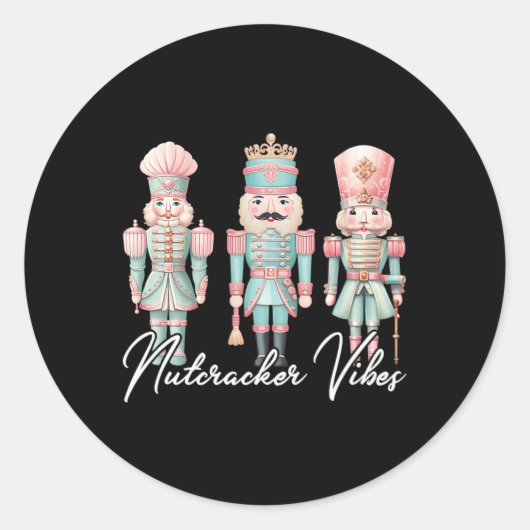 Frohe Weihnachten Vibes Nutcracker Ballet Peace Xm Runder Aufkleber (Vorderseite)