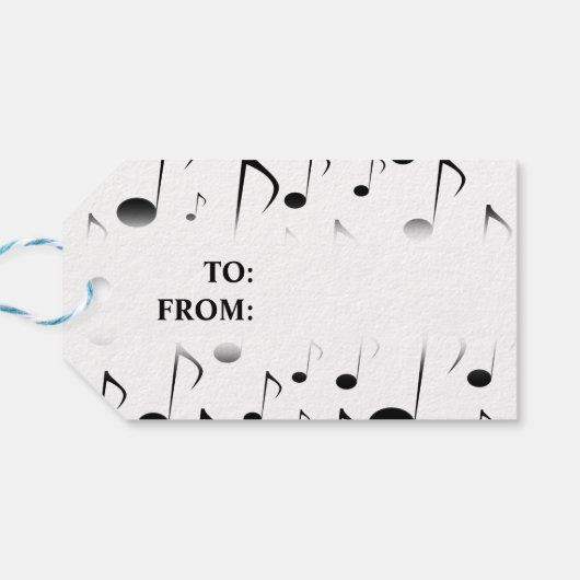 "Frohe Weihnachten!"; viele musikalische Notizen M Geschenkanhänger (Rückseite Horizontal)