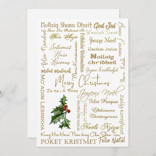 Frohe Weihnachten Viele Sprachen Gold Typografie (Vorne/Hinten)