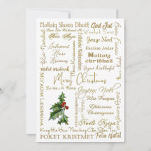 Frohe Weihnachten Viele Sprachen Gold Typografie