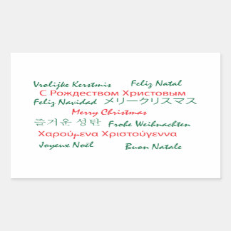 Frohe Weihnachten Viele Sprachen Grün Rot Rechteckiger Aufkleber