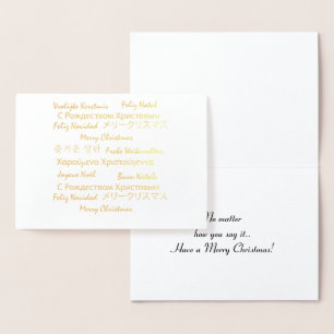 Frohe Weihnachten Viele Sprachen Typografie Folienkarte