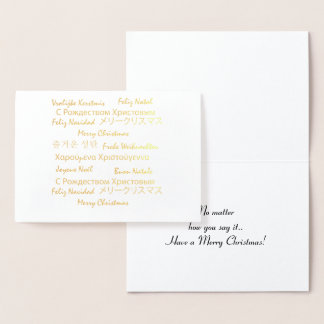 Frohe Weihnachten Viele Sprachen Typografie Folienkarte