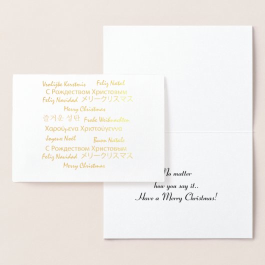 Frohe Weihnachten Viele Sprachen Typografie Folienkarte (Anzeige)