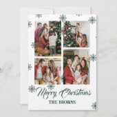 Frohe Weihnachten Vier Foto Collage Green Beige (Vorderseite)