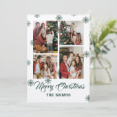 Frohe Weihnachten Vier Foto Collage Green Beige (Stehend Vorderseite)