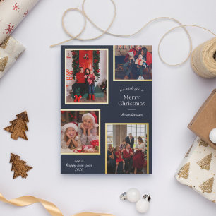 Frohe Weihnachten Vier Fotos Klassische Streifen N Folien Feiertagskarte