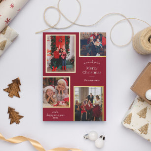 Frohe Weihnachten Vier Fotos Klassische Streifen R Folien Feiertagskarte