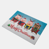 Frohe Weihnachten Vier Kleine Schweine Fußmatte (Schrägansicht)