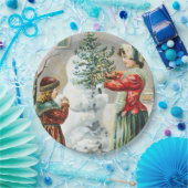 Frohe Weihnachten Viktorianische Familie und Snowm Pappteller (Party)