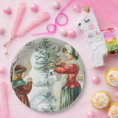 Frohe Weihnachten Viktorianische Familie und Snowm Pappteller (Party)