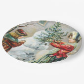 Frohe Weihnachten Viktorianische Familie und Snowm Pappteller (Schrägansicht)