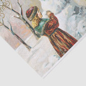 Frohe Weihnachten Viktorianische Familie und Snowm Seidenpapier (Ausschnitt)