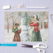 Frohe Weihnachten Viktorianische Familie und Snowm Seidenpapier (Handwerk)